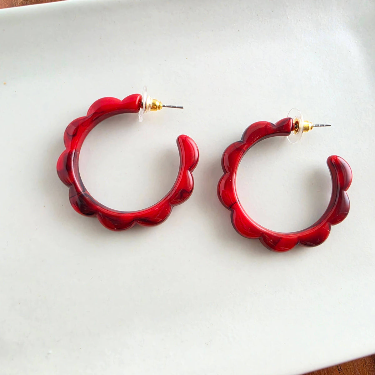 Crimson Red Scarlett Hoops