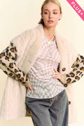 Plus Button Fuzzy Fur Vest Jacket