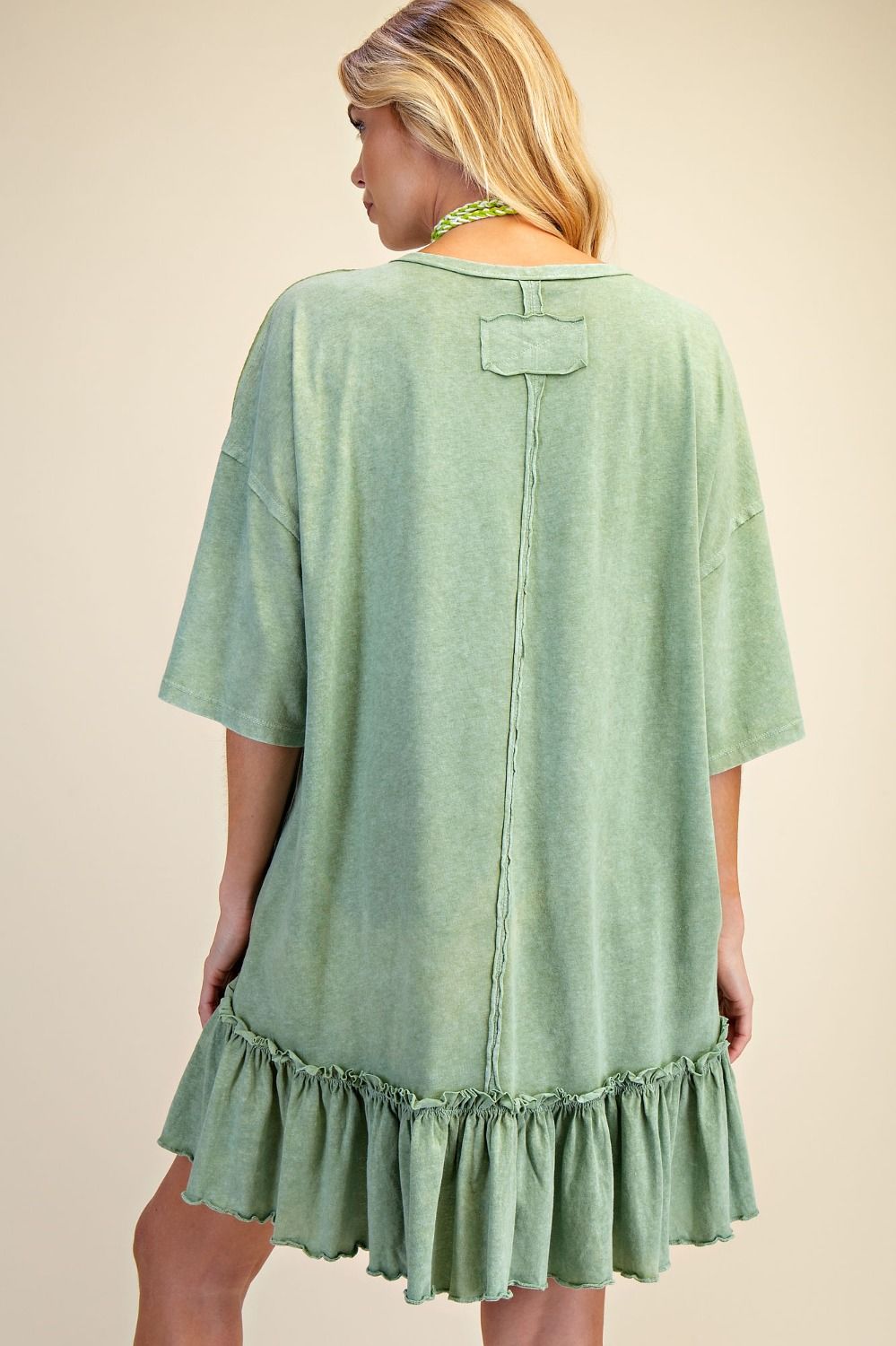 Plus Earth Sage Ruffle Bottom Tunic Dress