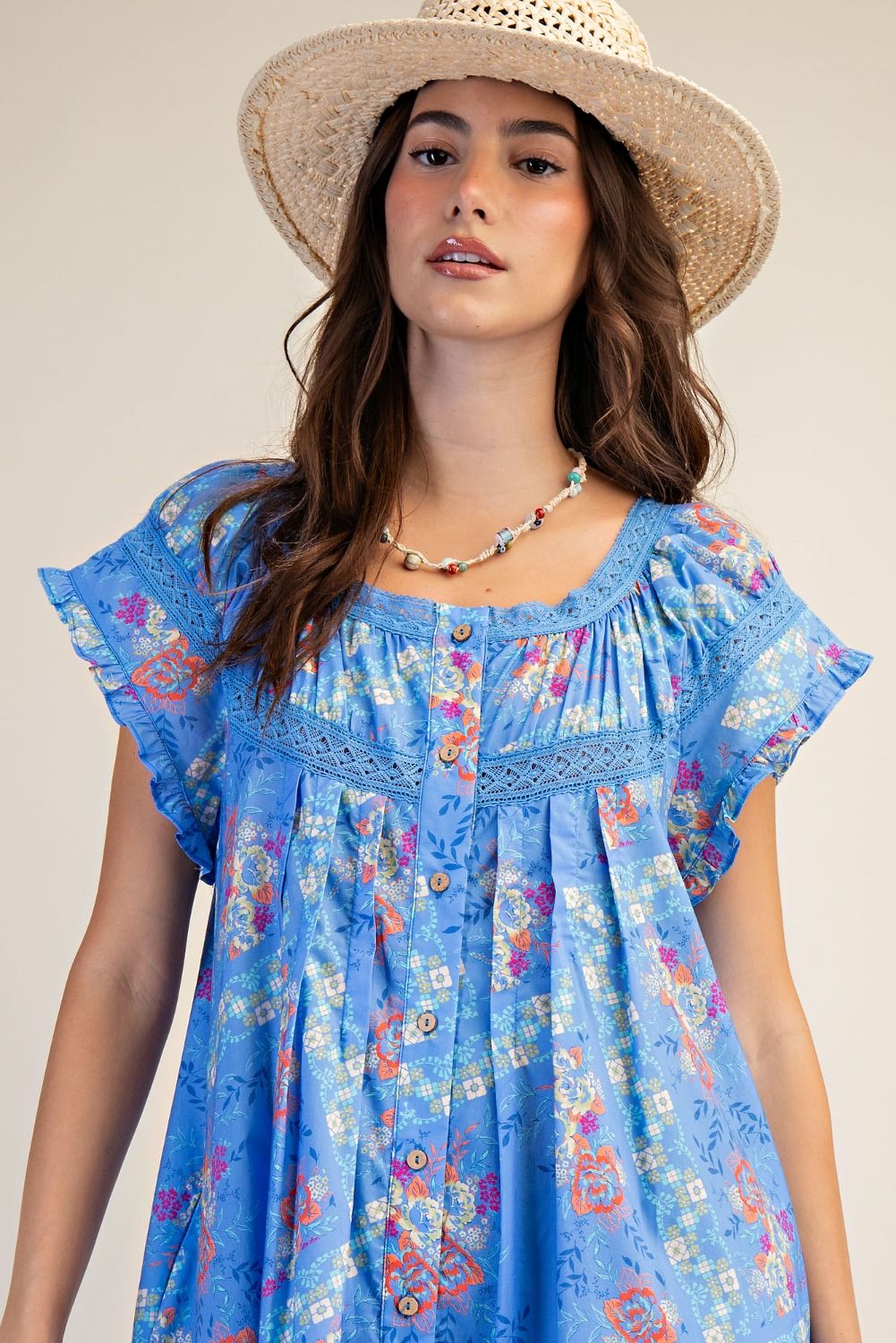 Peri Blue Floral Printed Midi Dress