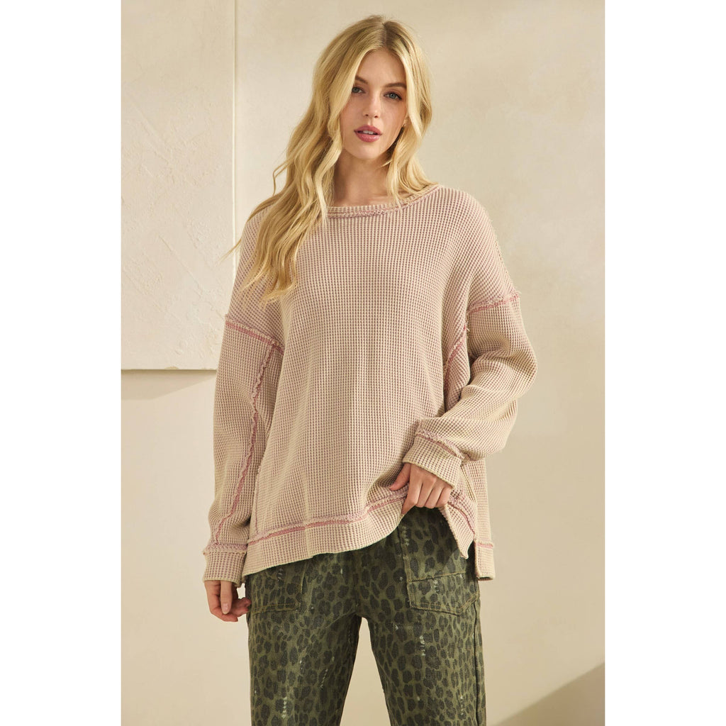 Mauve Thermal Texture Pullover