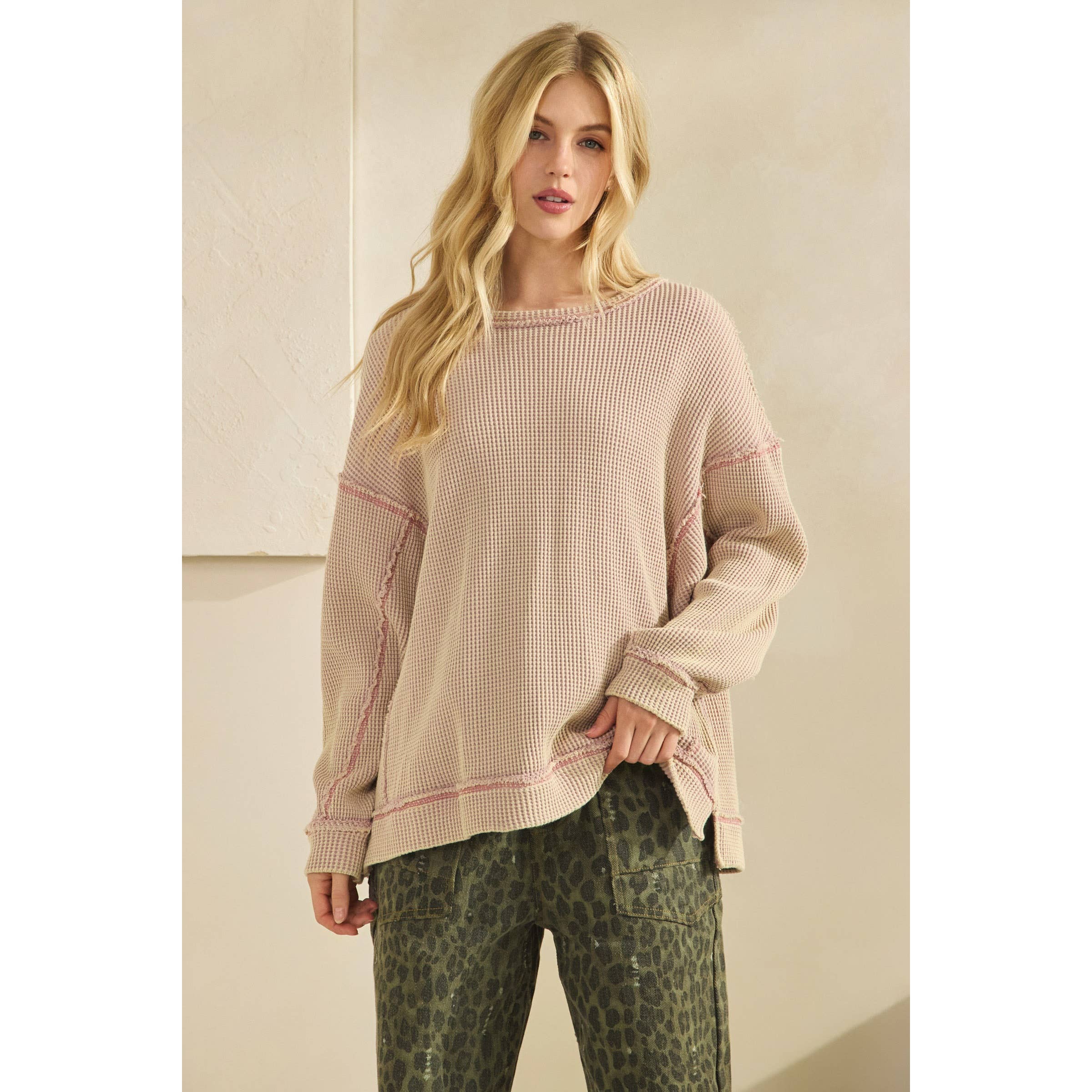 Mauve Thermal Texture Pullover