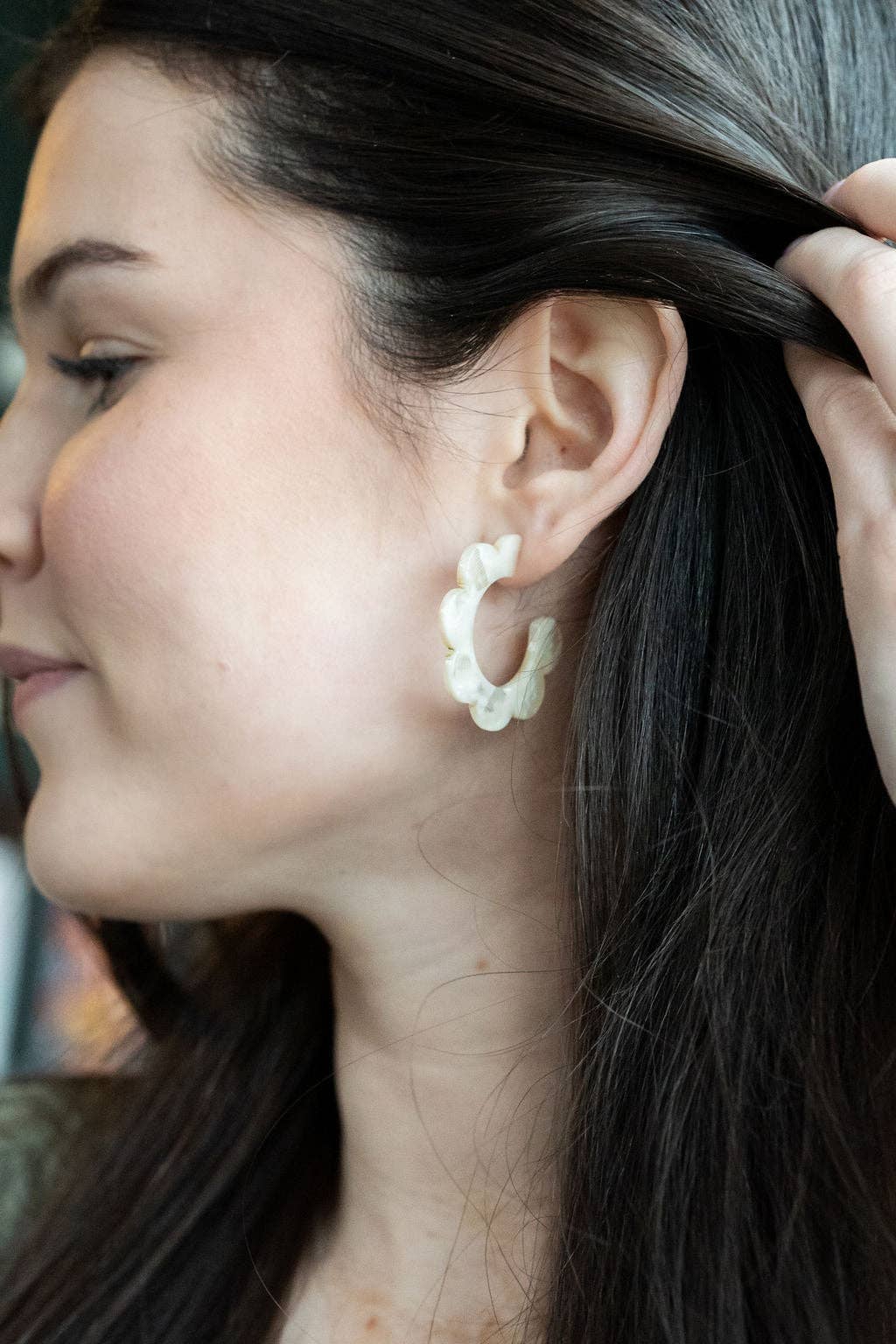 Cream Flora Hoops