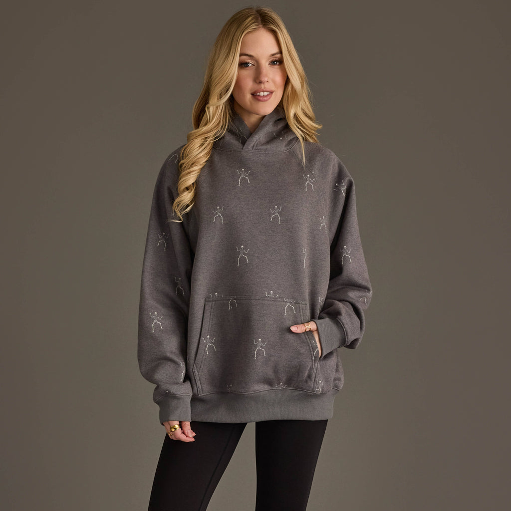 Charcoal Dancing Skeletons Hooded Sweatshirt