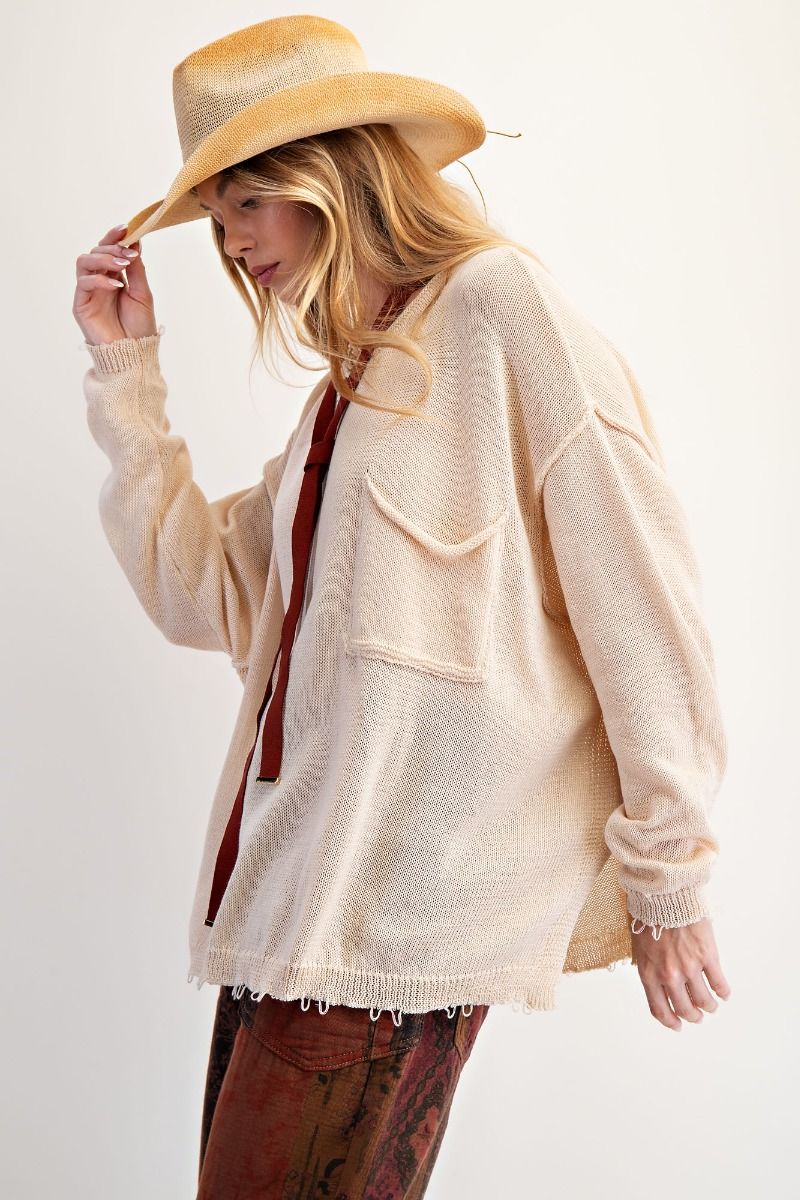 Plus Oatmeal Knitted Sweater