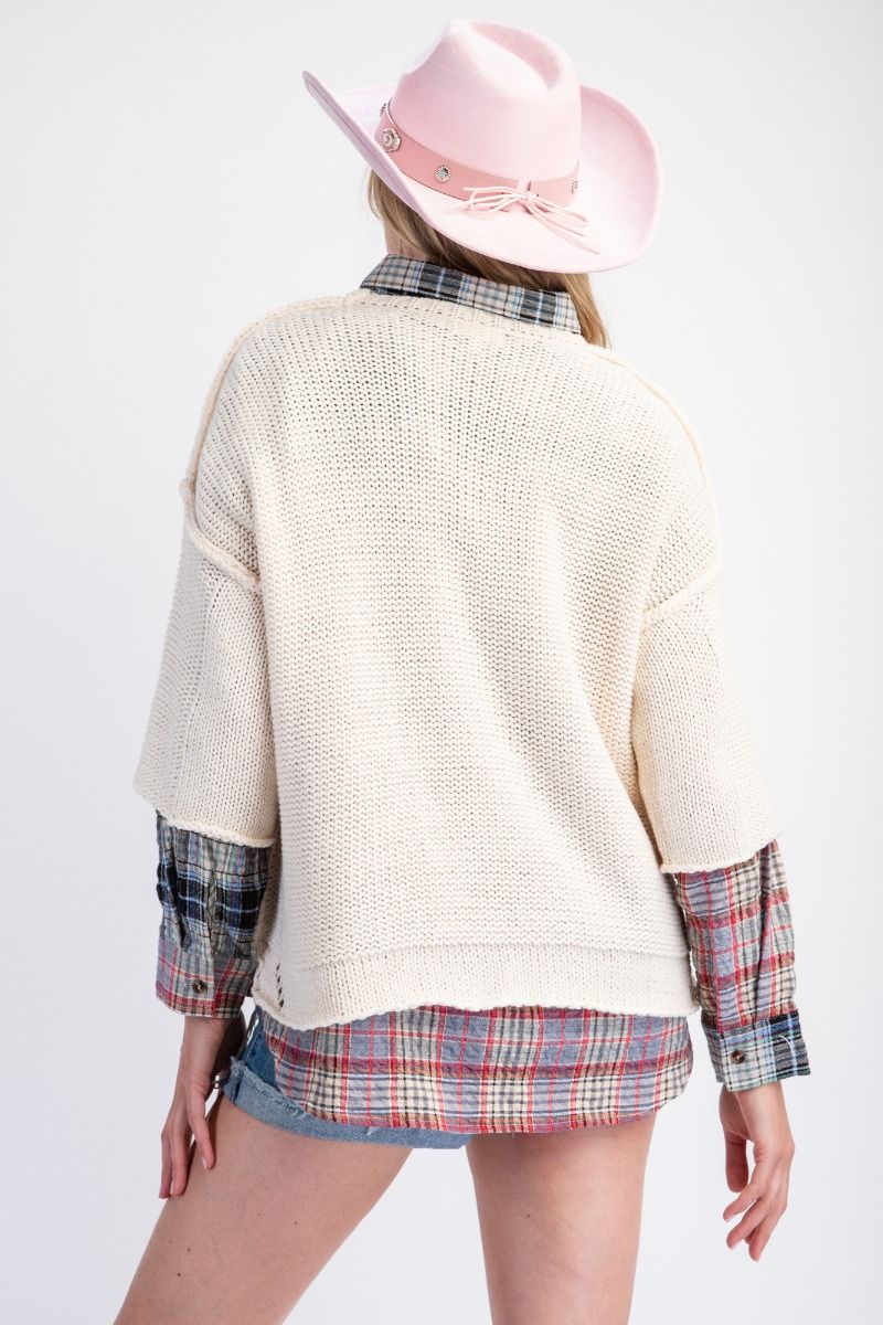 Plus Ivory Half Sleeve Boxy Sweater