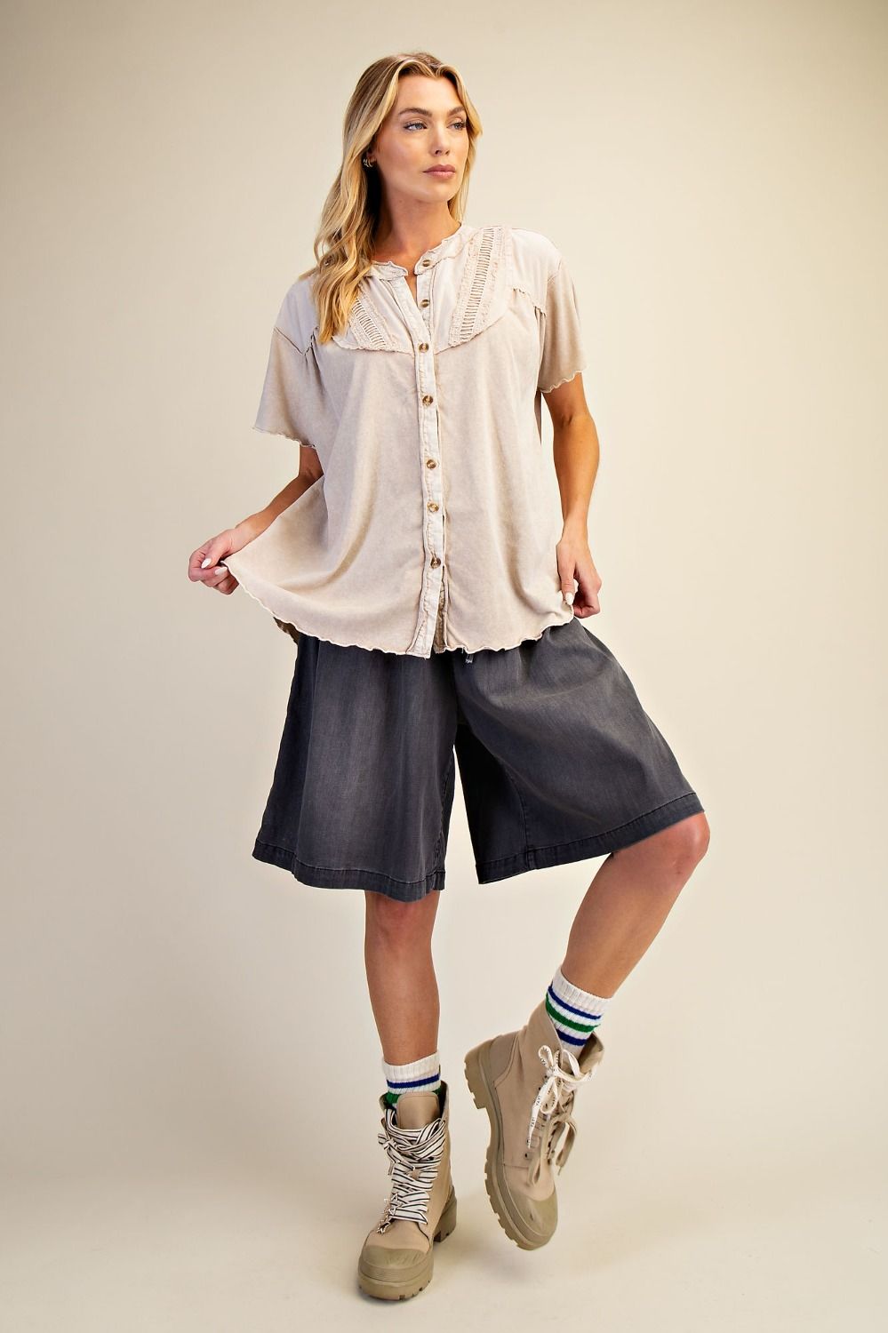 Mushroom Button Down Cotton Top