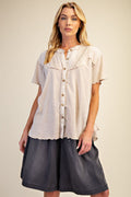 Mushroom Button Down Cotton Top