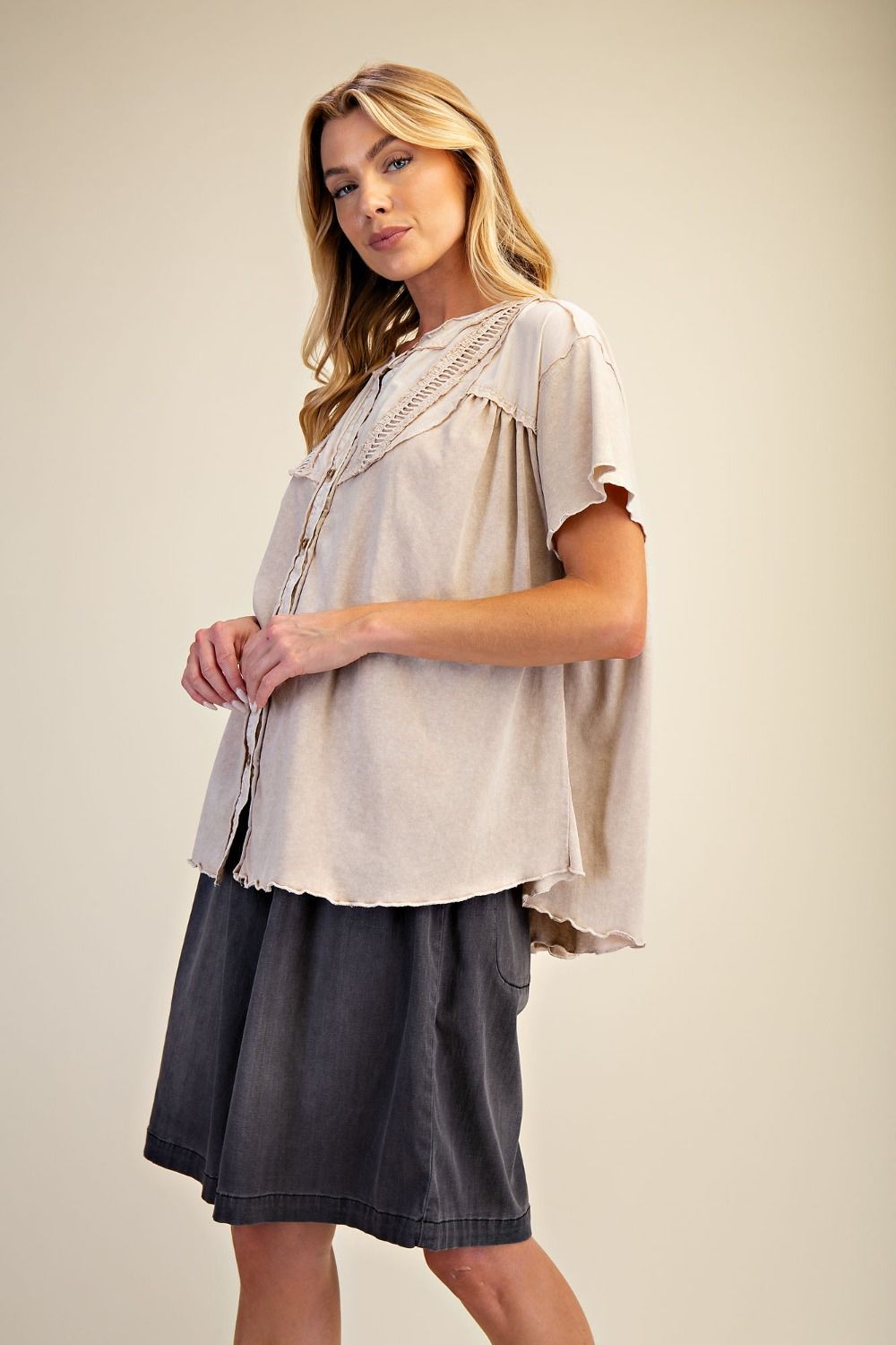 Mushroom Button Down Cotton Top