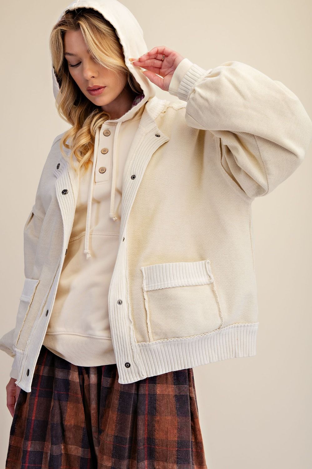 Ecru Washed Terry Jacket