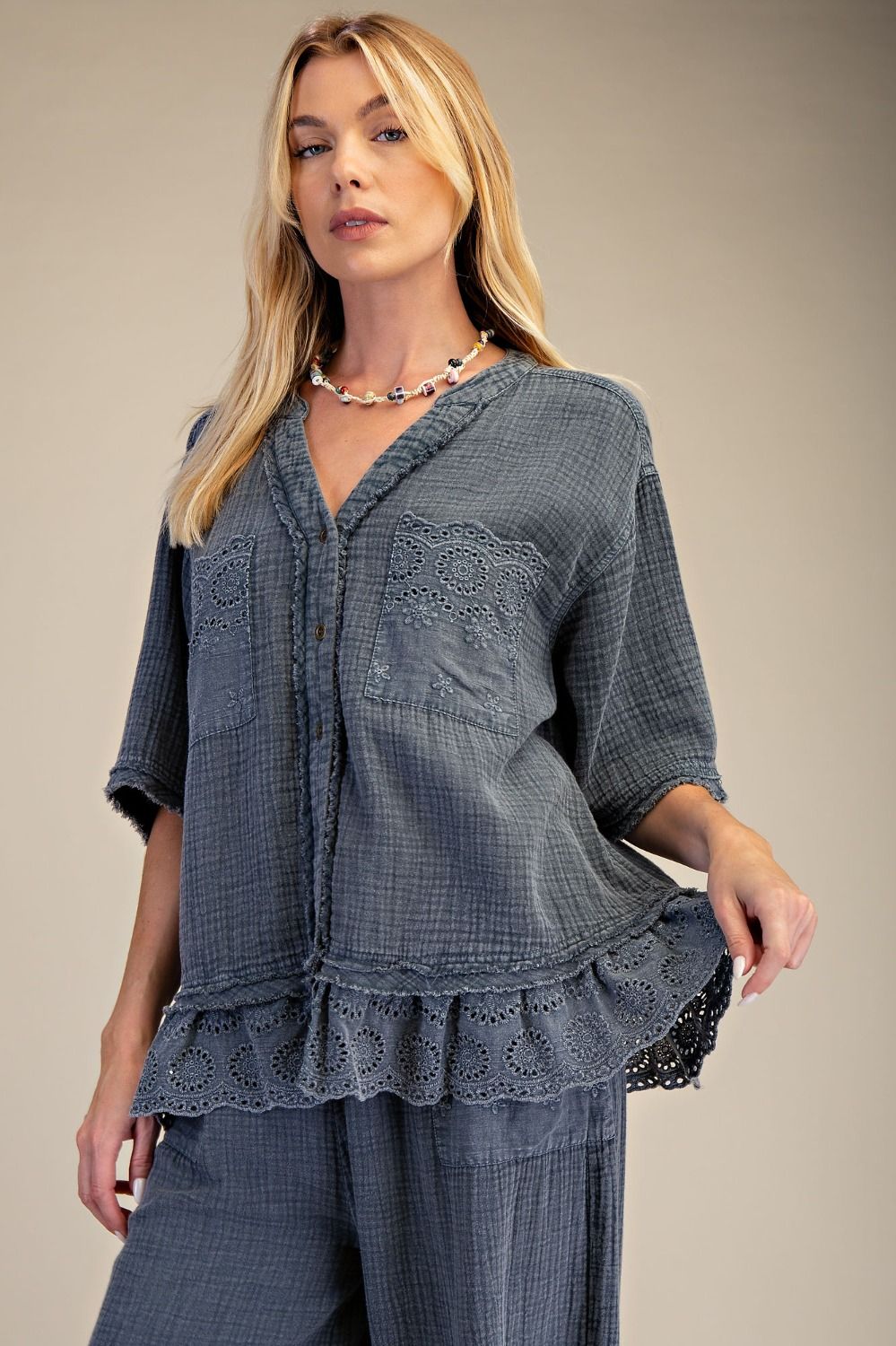 Plus Smoke Washed Gauze Top
