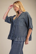 Smoke Washed Cotton Gauze Top
