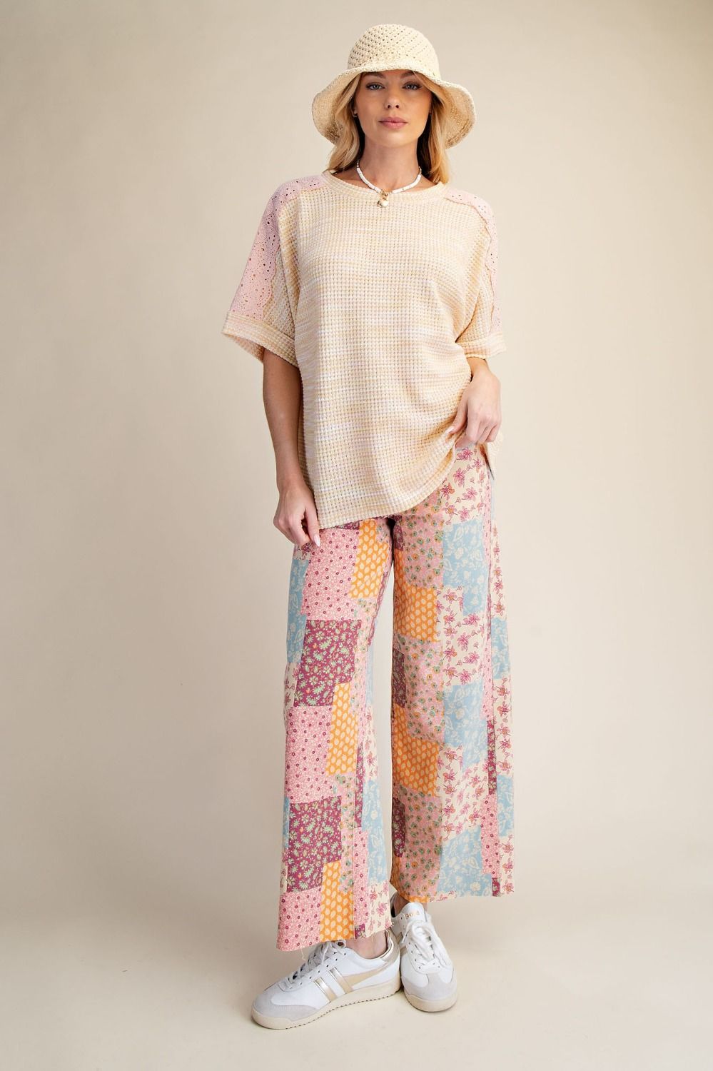 Plus Peach Lemon Eyelet Lace Top