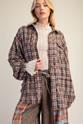 Plus Brown Plaid Flannel Shirt