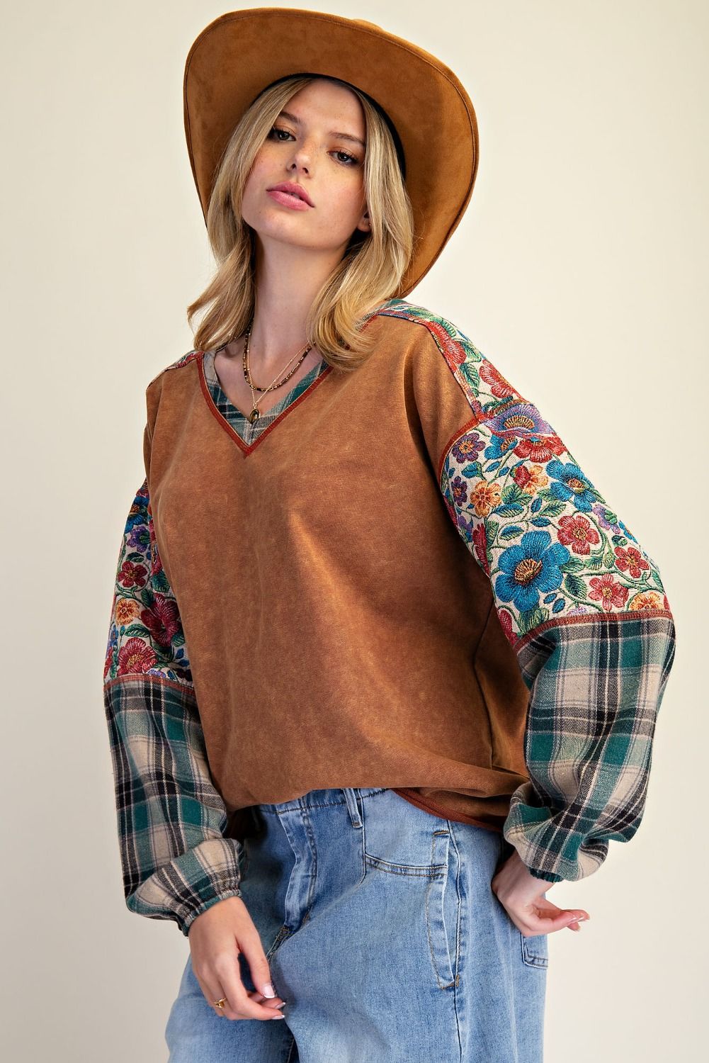 Plus Chestnut Mix Mineral Washed Pullover