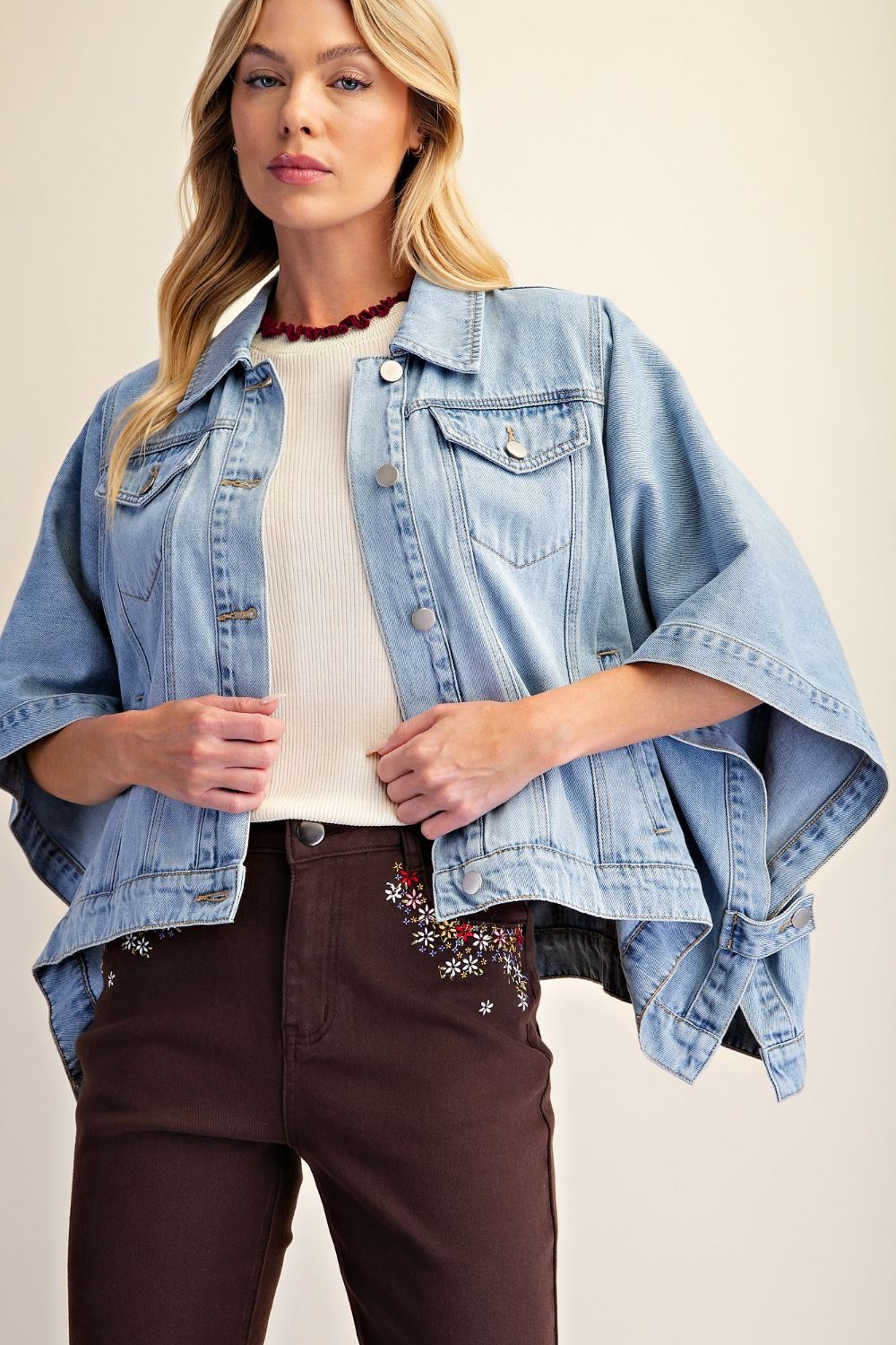 Washed Denim Dolman Jacket