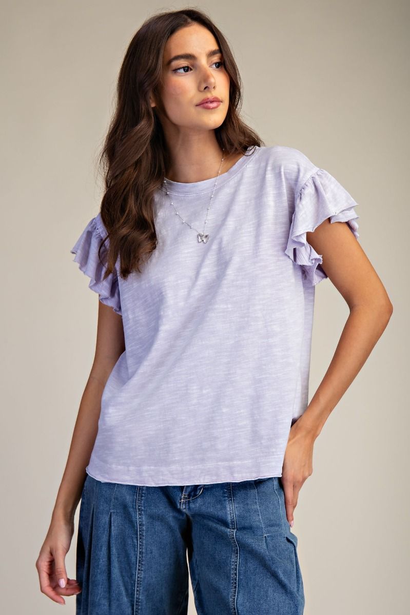 Lavender Wing Washed Knit Top
