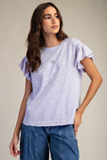Lavender Wing Washed Knit Top