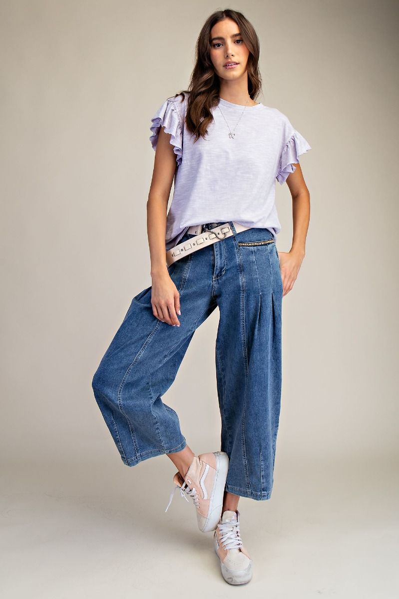 Lavender Wing Washed Knit Top