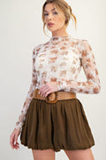 Ivory Floral Sheer Fitted Top