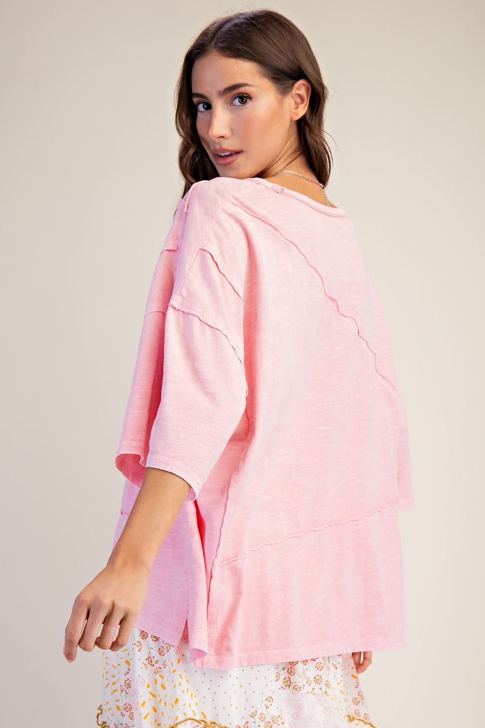Plus Pale Pink Cotton Slub Top