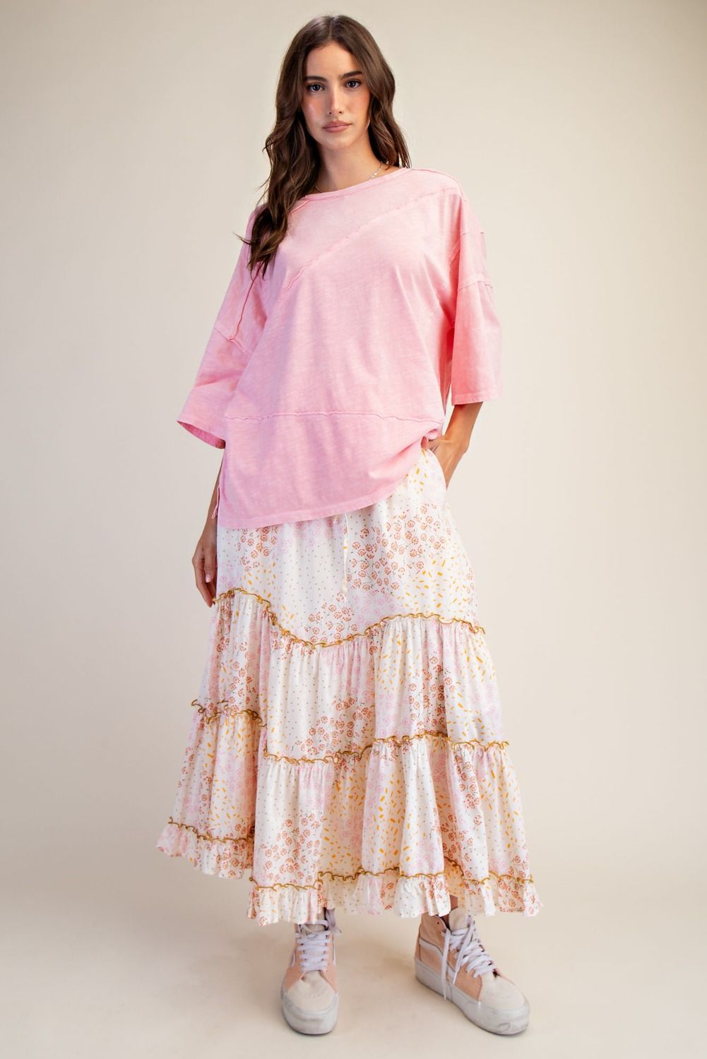 Plus Pale Pink Cotton Slub Top