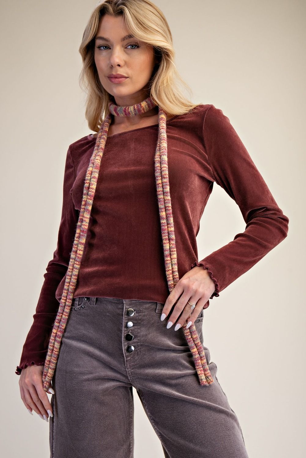 Mulberry Velvet Fitted Top