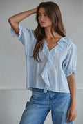 Powder Blue Button Down Top