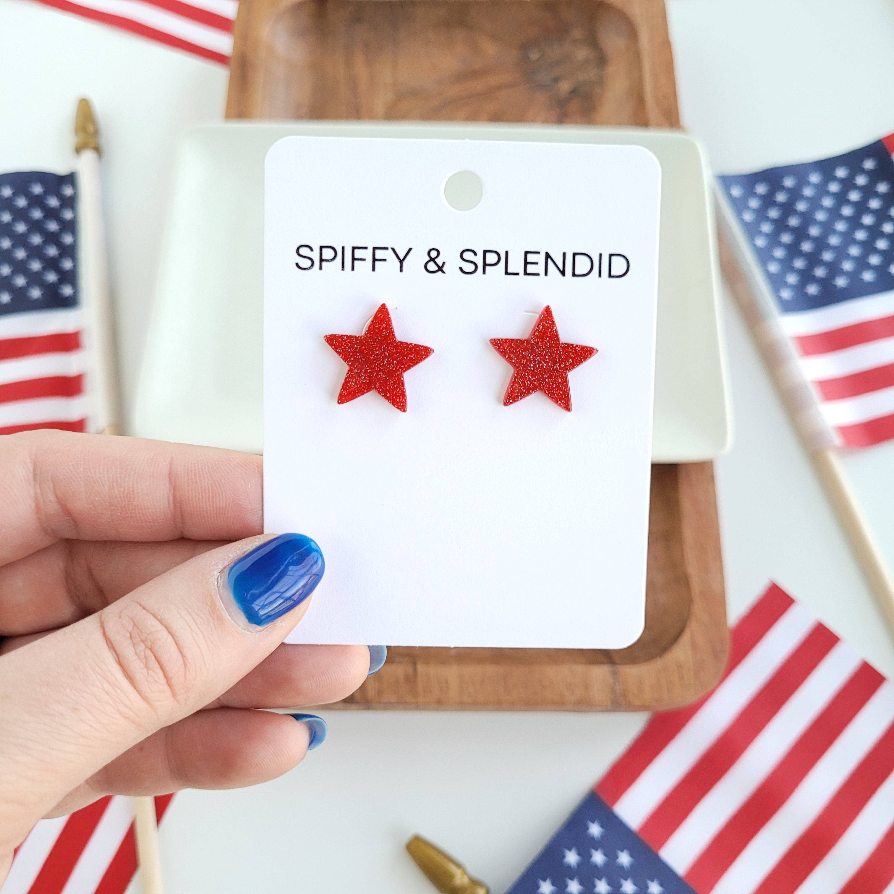 Red Liberty Star Studs