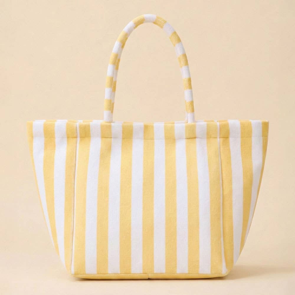 Yellow Striped Terry Tote Bag