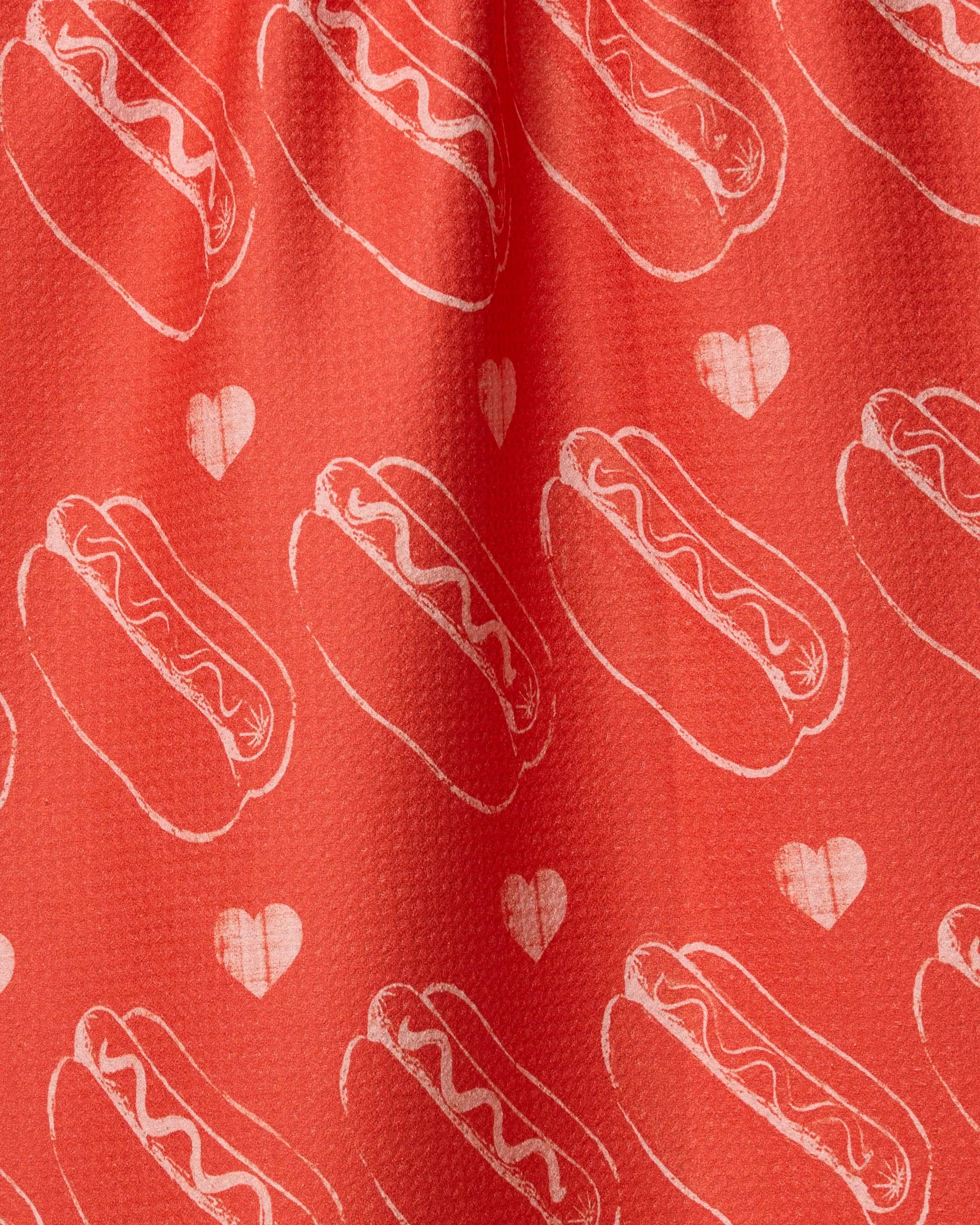 Red Lovely Franks Tea Towel