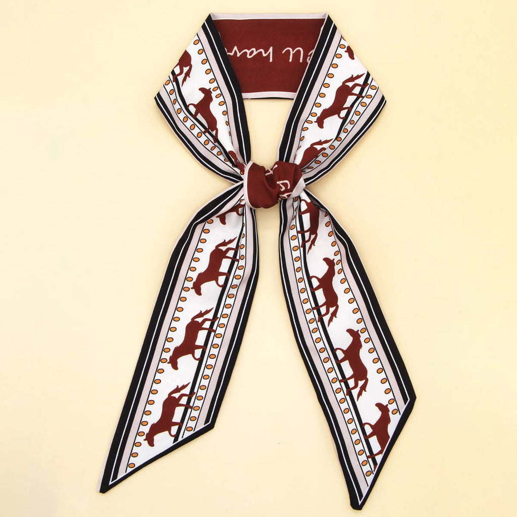 Red Chic Floral Letter Twilly Scarf