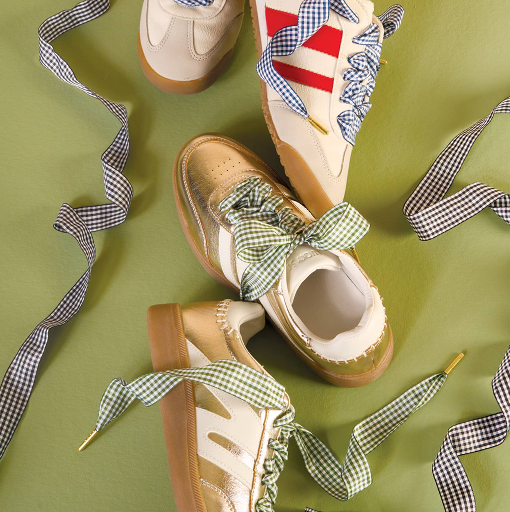 Gingham Yellow Step It Up Shoelaces