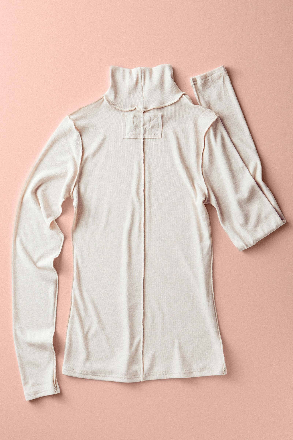 Ivory Striped Turtleneck Knit Top