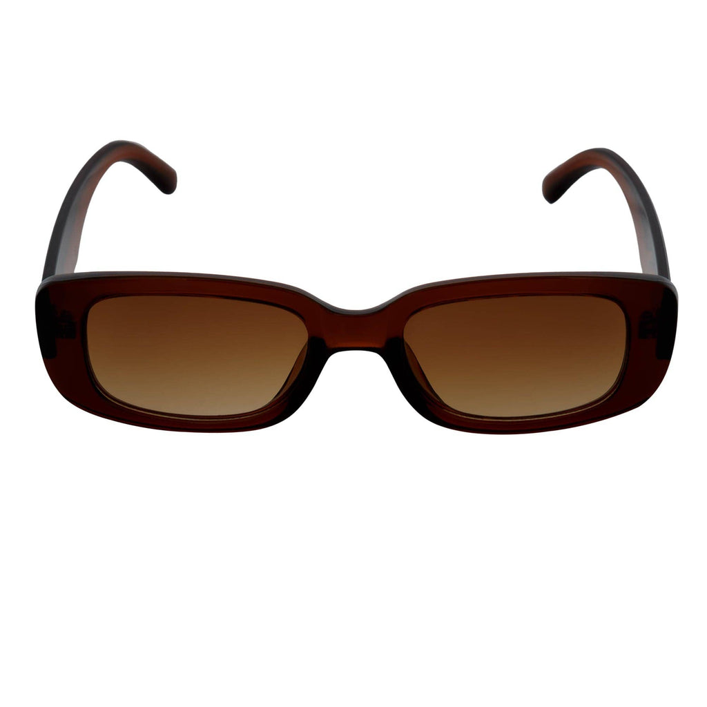 Clear Brown Amber Fade Small Rectangle Sunglasses