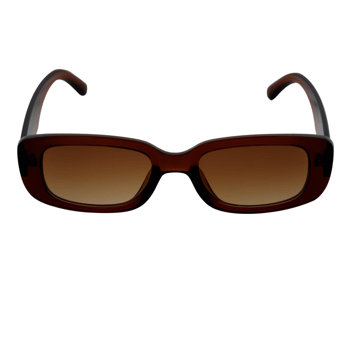Clear Brown Amber Fade Small Rectangle Sunglasses