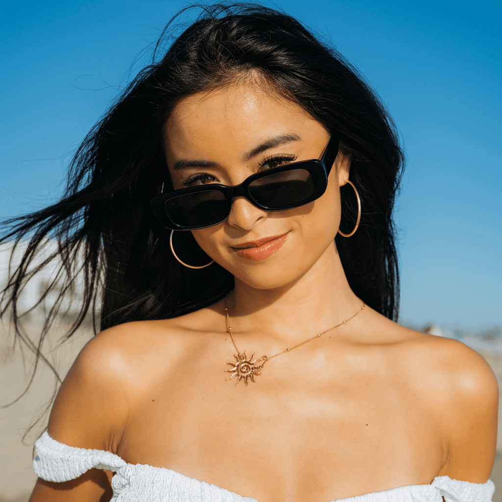 Gloss Black Smoke Small Rectangle Sunglasses