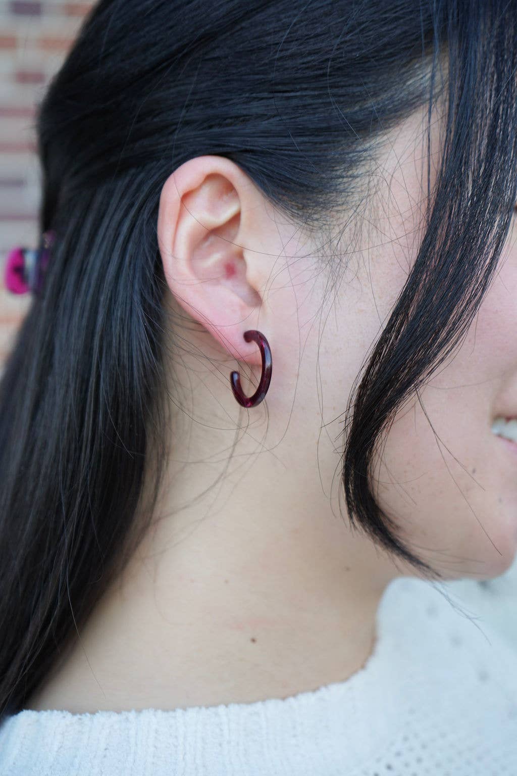 Maroon Cam Mini Hoops