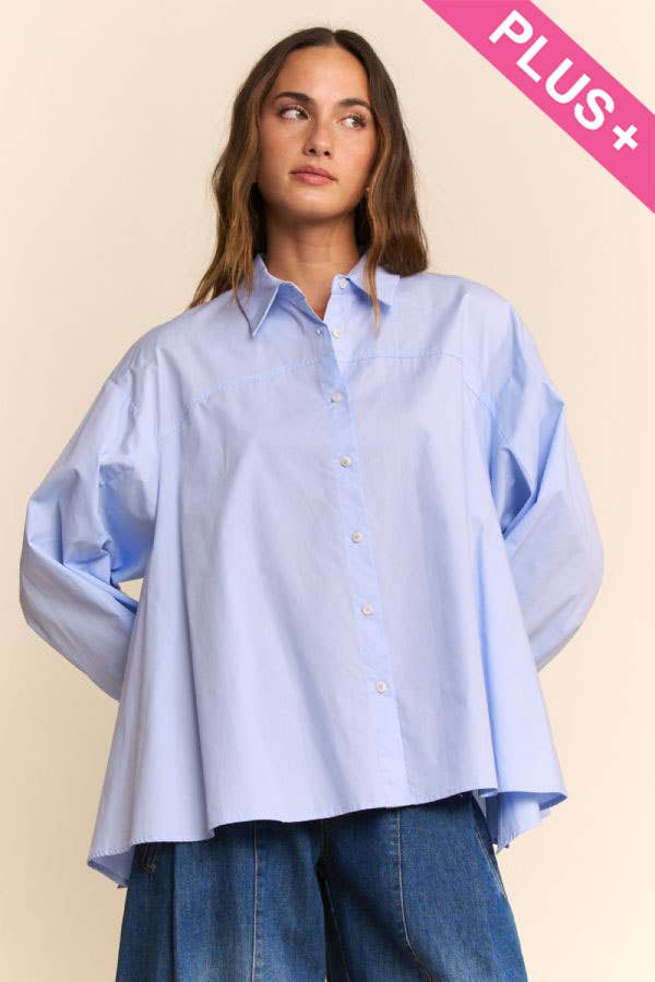 Plus Cream Blouse Long Sleeve Shirt