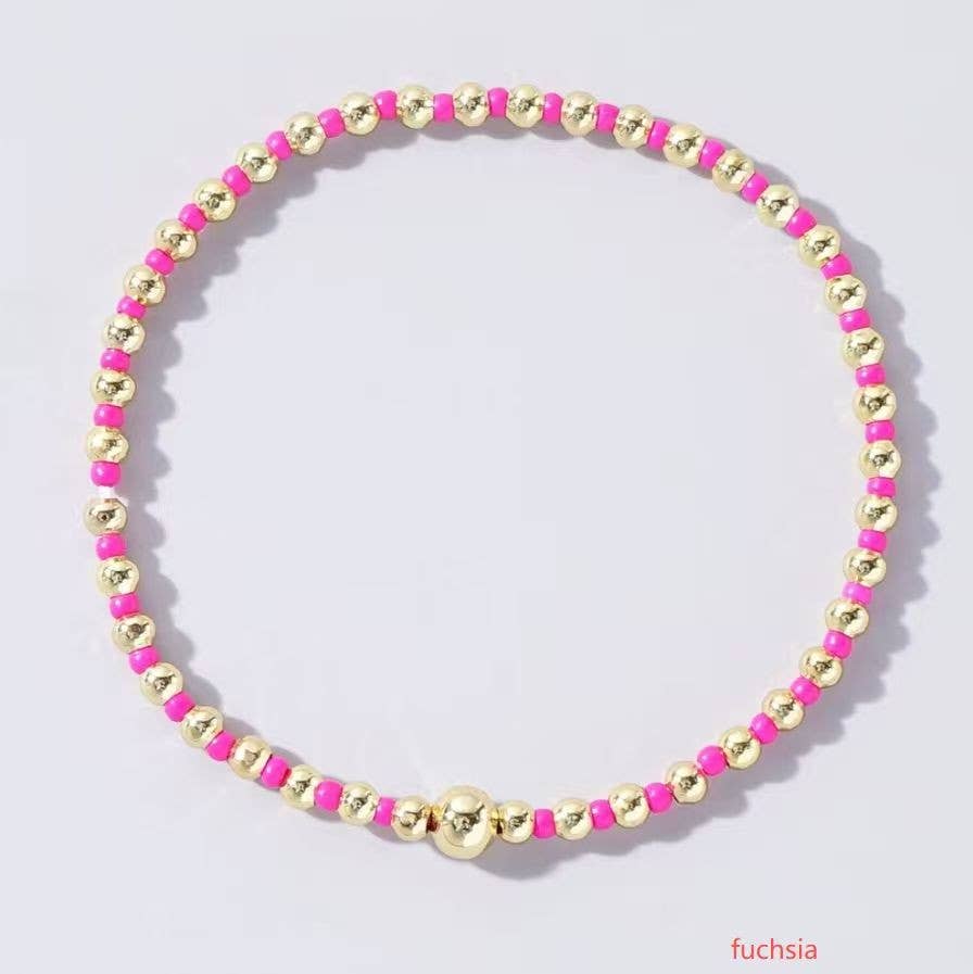 Fuchsia Boho Beaded Bracelet