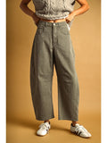 Olive Pinstriped Barrel Pant