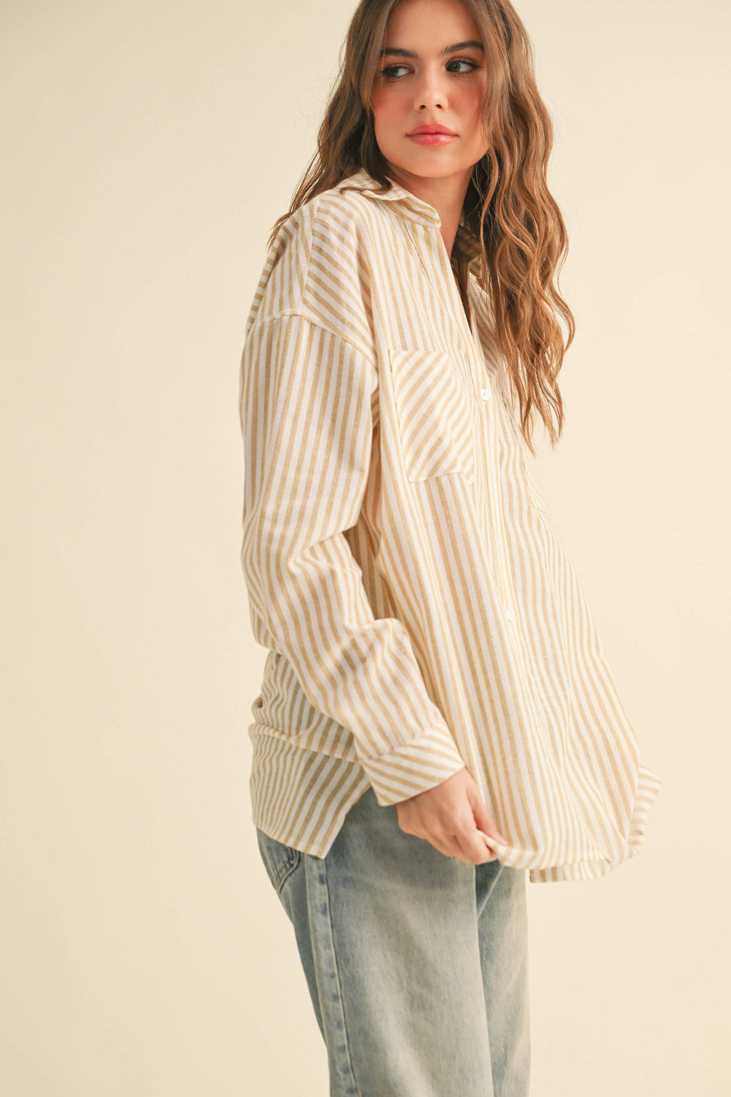 Mustard Striped Button Down