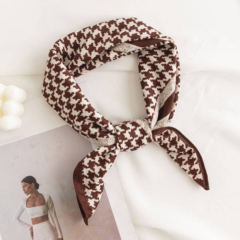 Black Classic Hounds Tooth Square Scarf