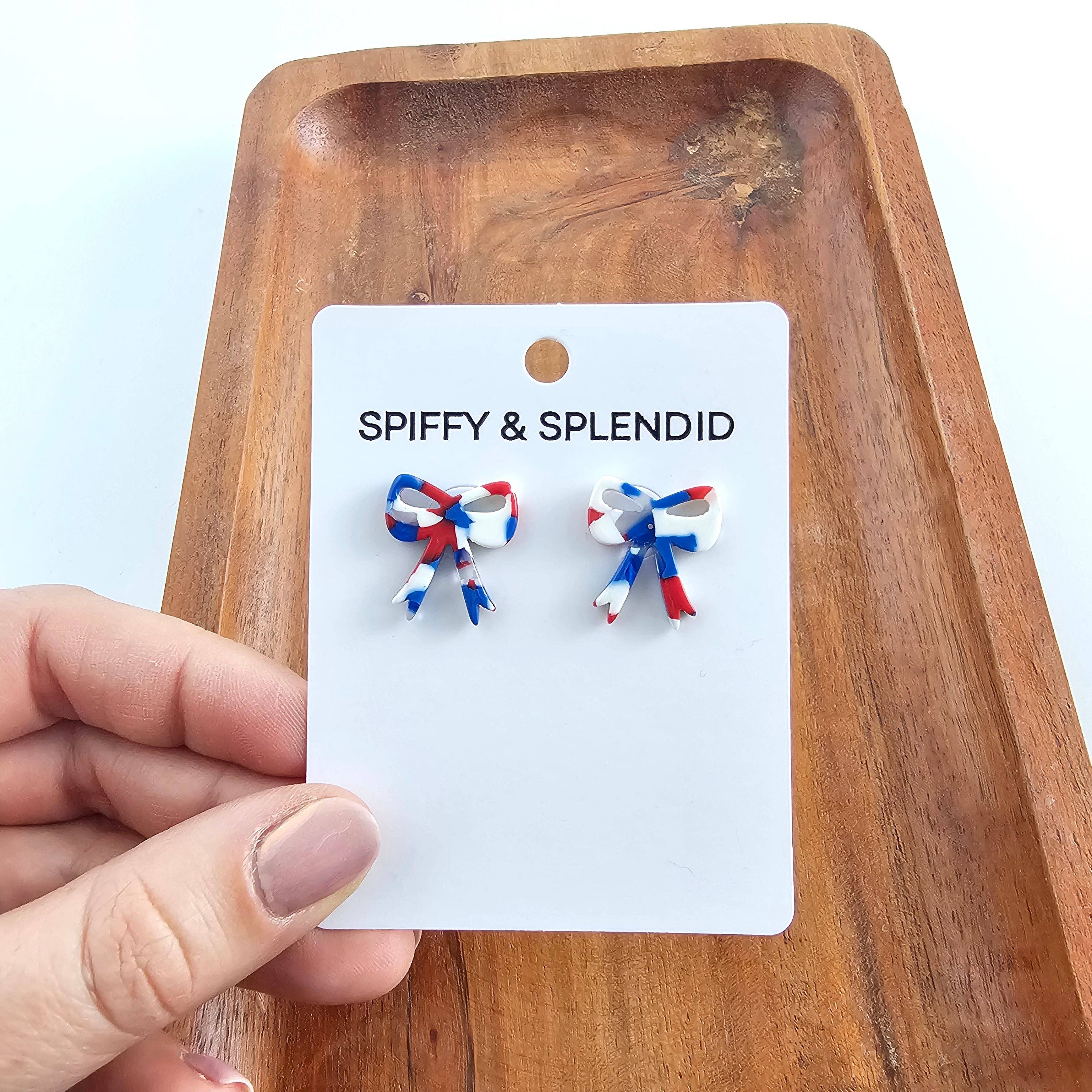 Red, White & Blue Bow Studs