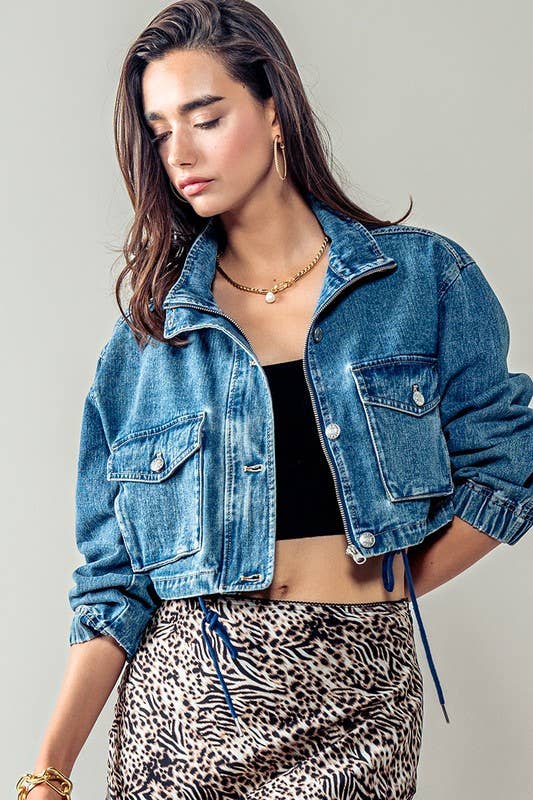 Utility Cropped Denim Jacket