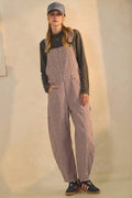 Brown Pinstriped Barrel-leg Overalls