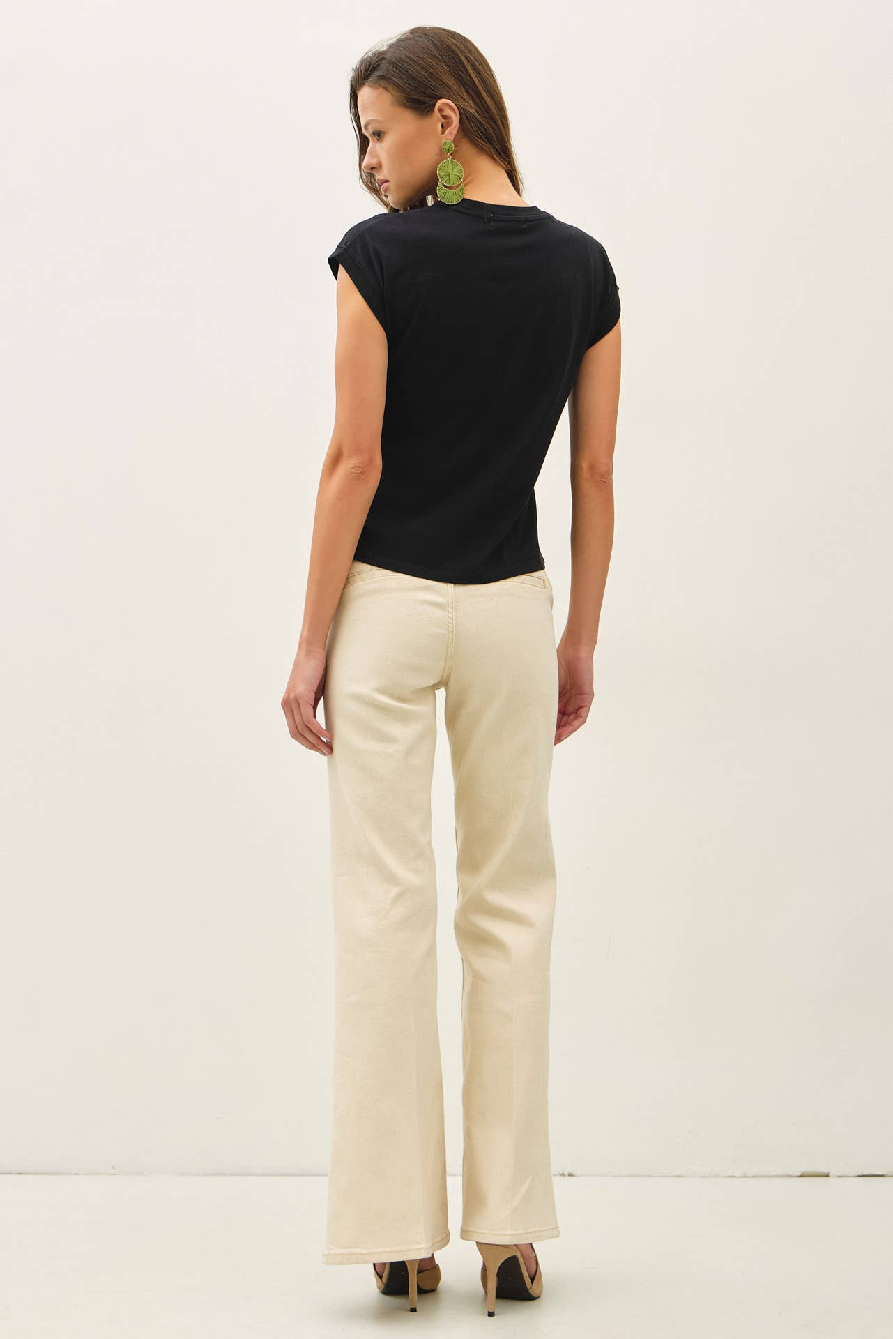 Black Cap Sleeve Crew Neck