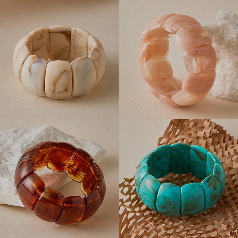 Pink Color-Block Acrylic Stretch Cord Bracelet