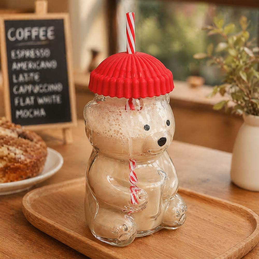 Red Cute Bear Shaped Glass