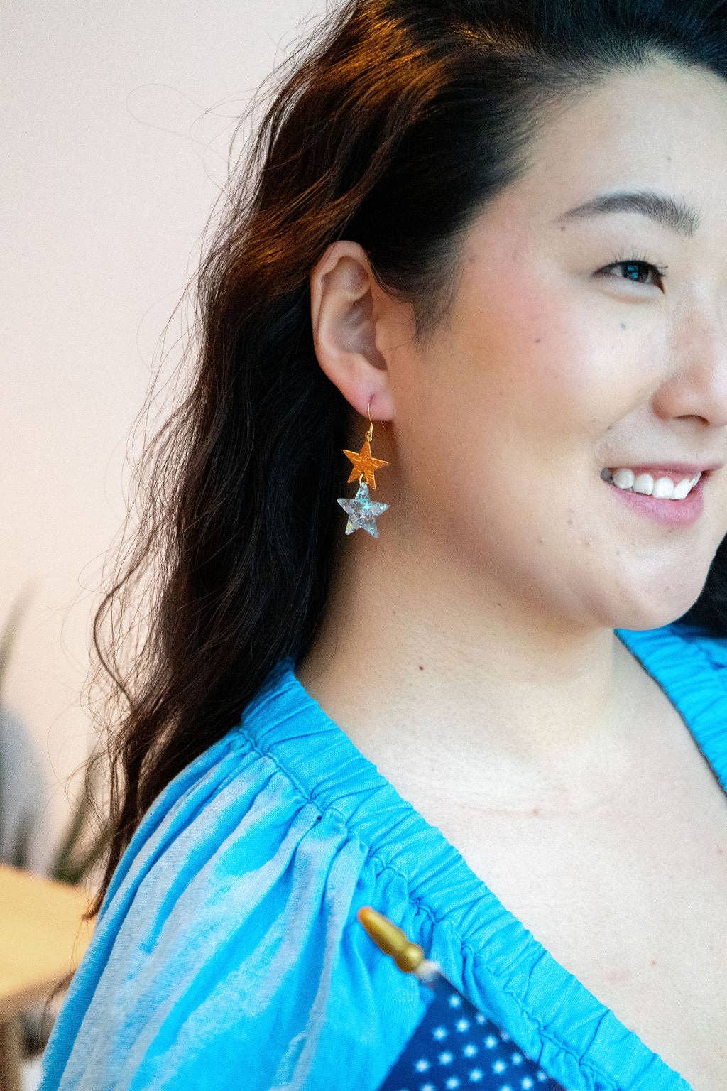 Silver Glitter Starry Earrings
